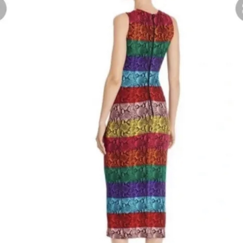 ALICE + OLIVIA Delora Rainbow Snake Print Stretch Midi Dress - NWOT - Picture 2 of 7